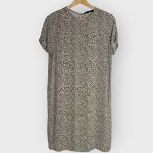 Jenni Kayne Leopard T-Shirt Dress | XS Brown Short Sleeve Cottage Coastal Granny